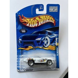 1965 CORVETTE ROADSTER - 2001 Hot Wheels #109 - White with Flames, DD5 Wheels